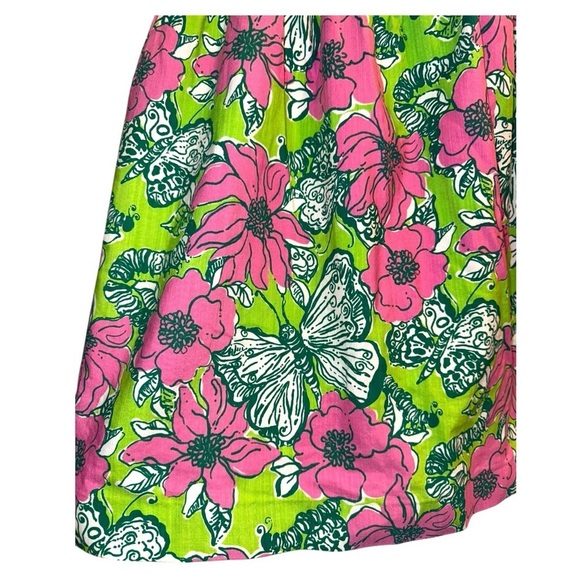 ▶️ Lilly Pulitzer ◀️ Pink Green Strapless Butterfly Lottie Dress Size 10 - Picture 7 of 14